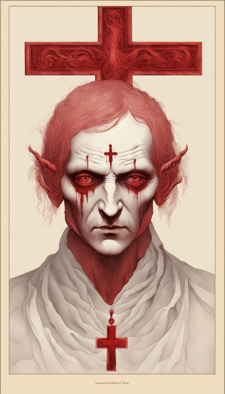 Demonic Figure with Crimson Face Paint