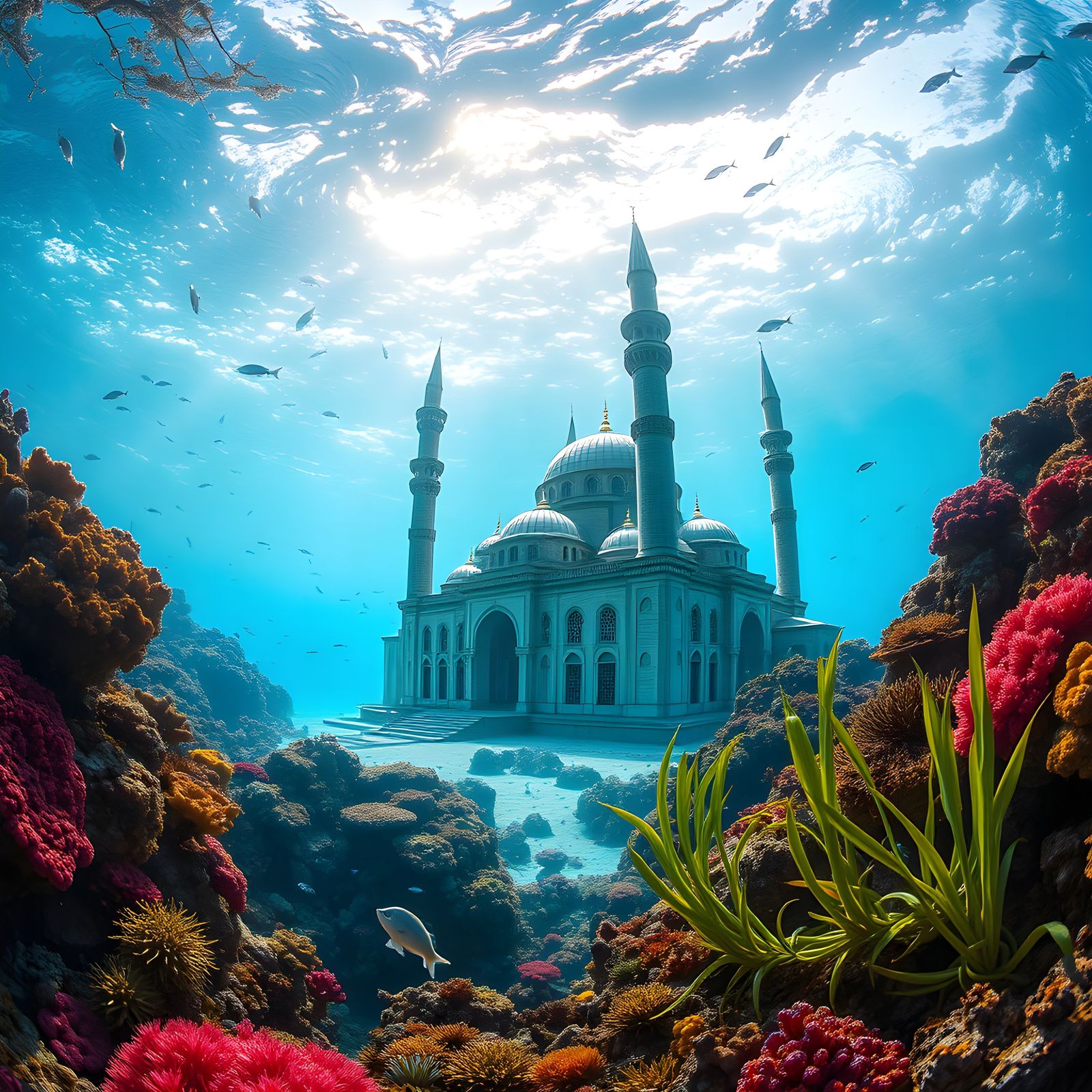 Underwater Mosque Amidst Coral Reefs