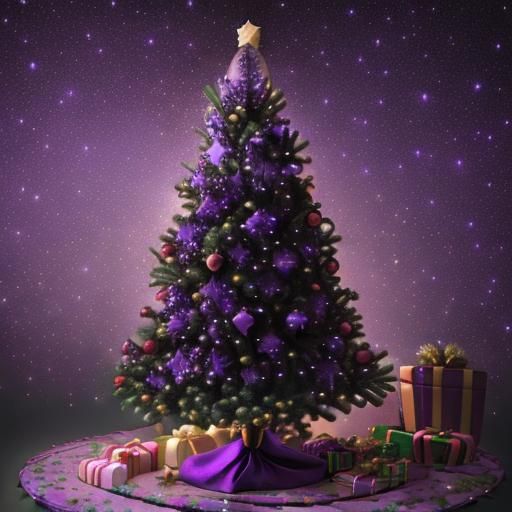 Purple Christmas Tree Bolting Through Space