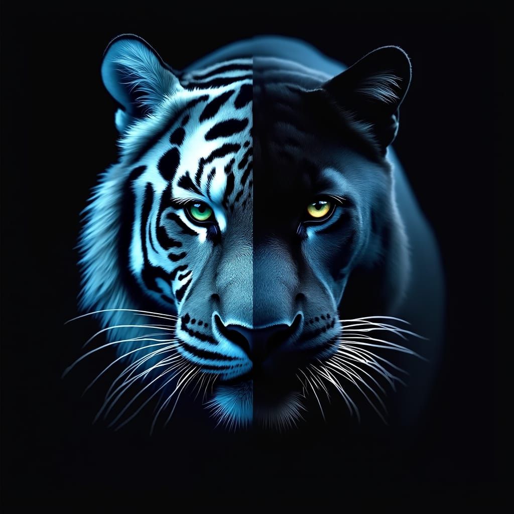 Dual-Species Animal Face Portrait in Wildlife Style