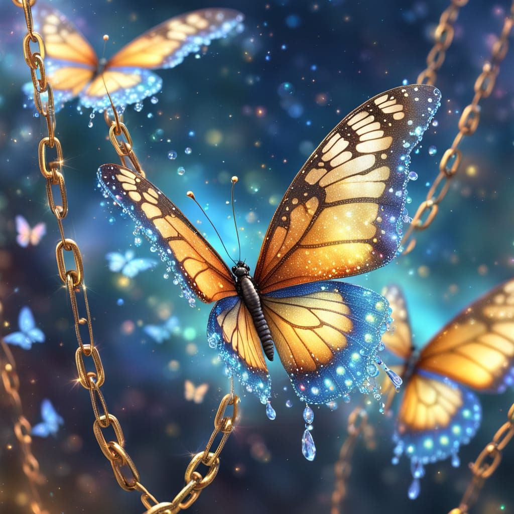 Ethereal Butterflies Emerge from Broken Chains