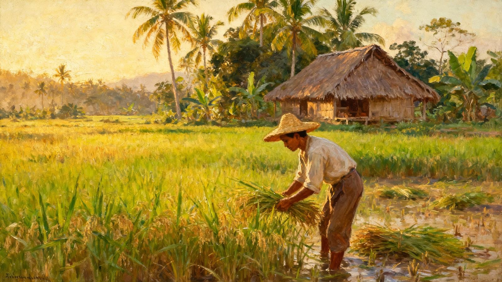 Filipino Landscape Painting in Fernando Amorsolo Style