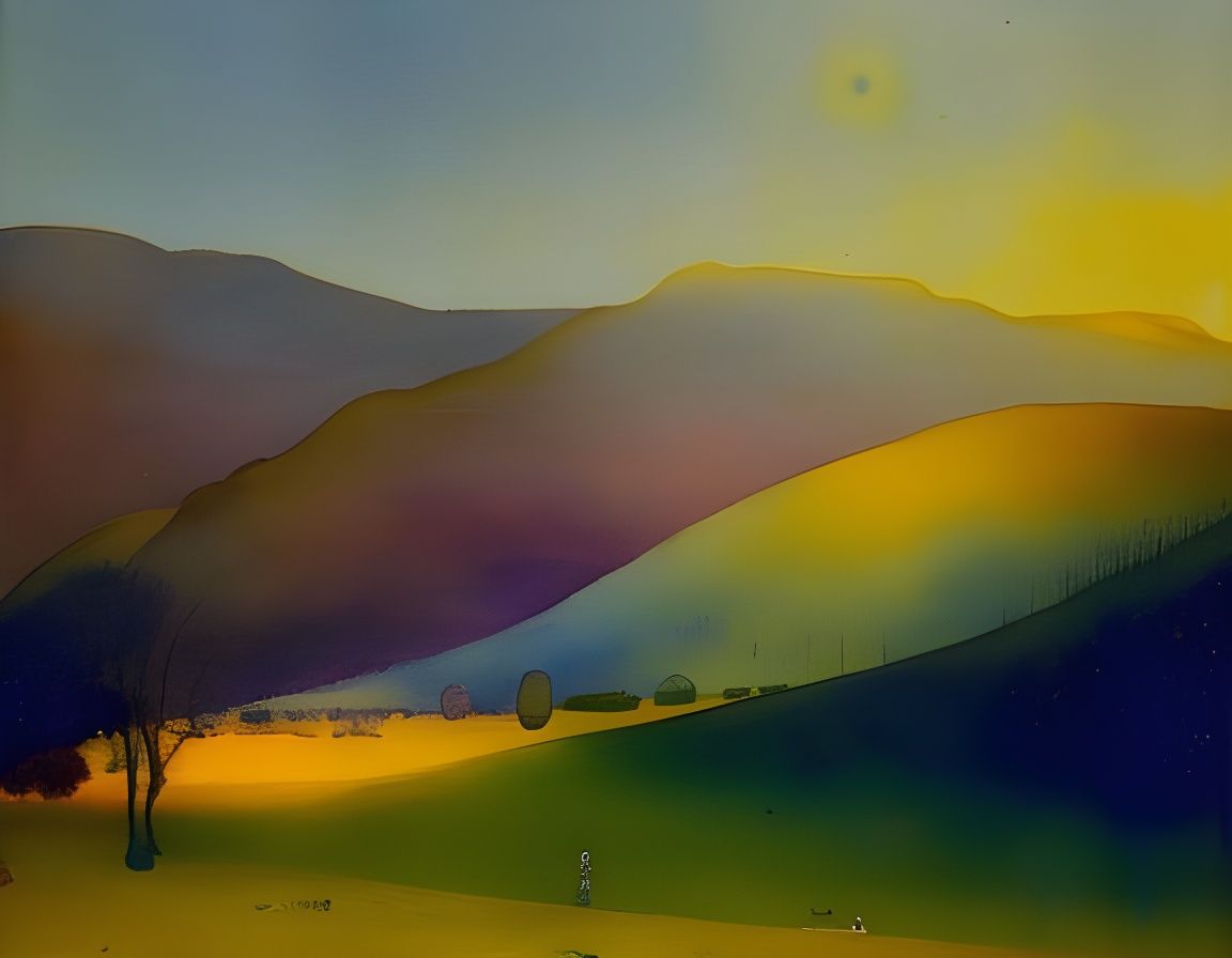 Ethereal Magical Landscape in Watercolor Style