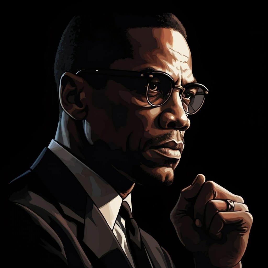 Malcolm X in Mystical Maximalist Portrait