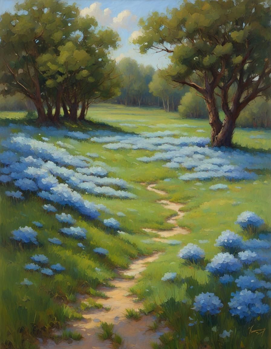 Clover Meadow in Oil Painting Style