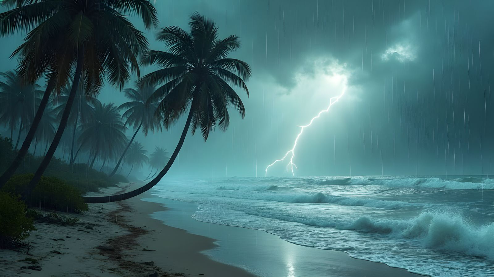 Florida Beach in the Eye of a Hurricane - Cyberpunk Style