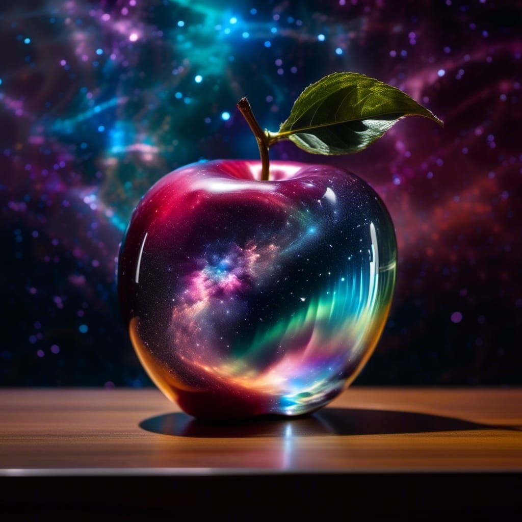 Galaxy in Glass: Double Exposure Cosmos Apple