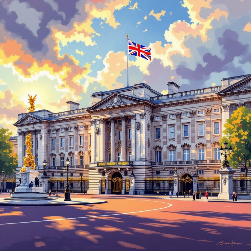 Buckingham Palace in Sunlight, Romantic Art Style
