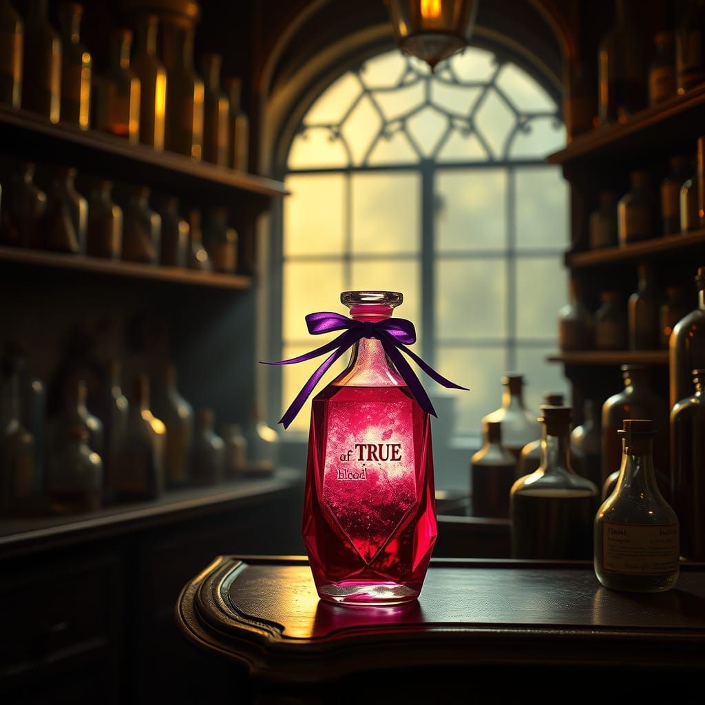Mystical Dragon Blood in Medieval Pharmacy: Cinematic Still
