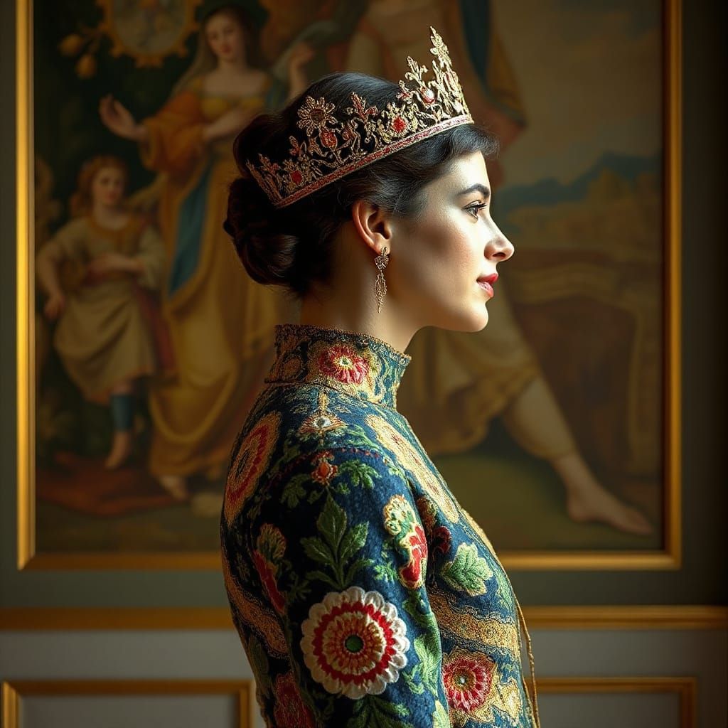 Embroidered Royal Garment in Gold and Jewel Tones