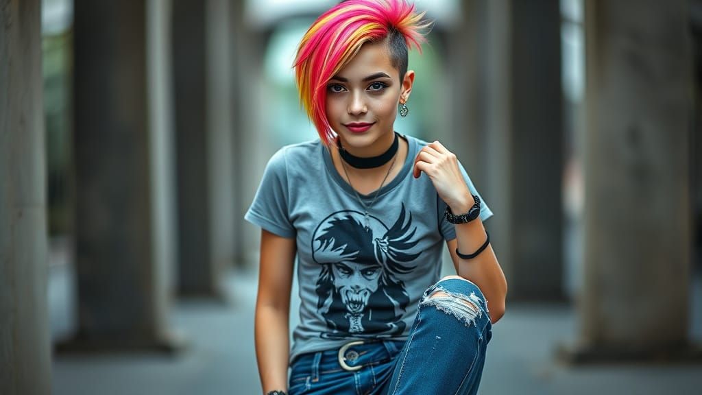 Punk Girl with Asymmetrical Hair in David LaChapelle Style