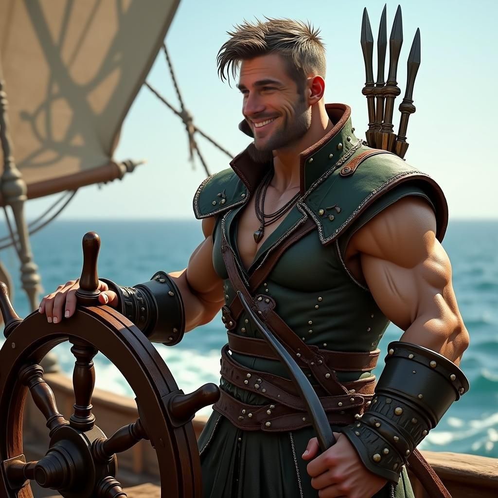 Pirate Ranger on Ship: Fantasy Concept Art