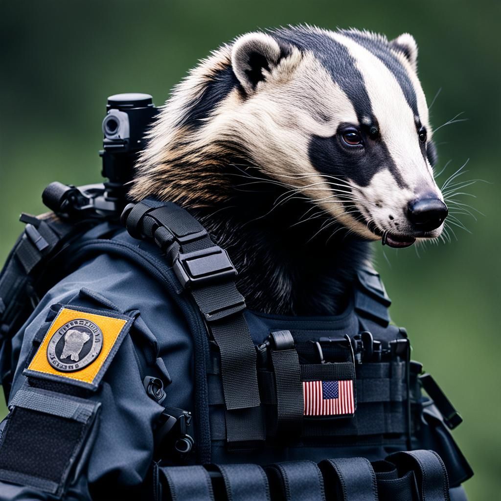 Badger in Tactical Gear: Sinister Dark Fantasy