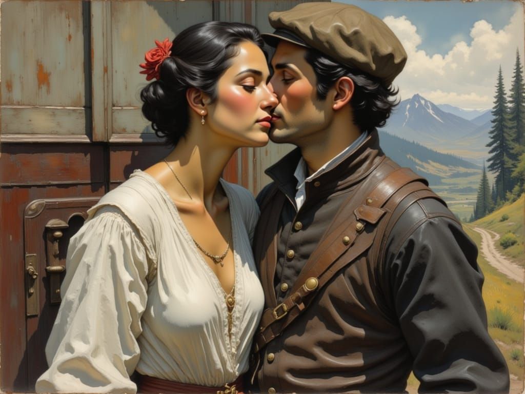 Seductive Euro-Indian Trucker in Emile Friant Style