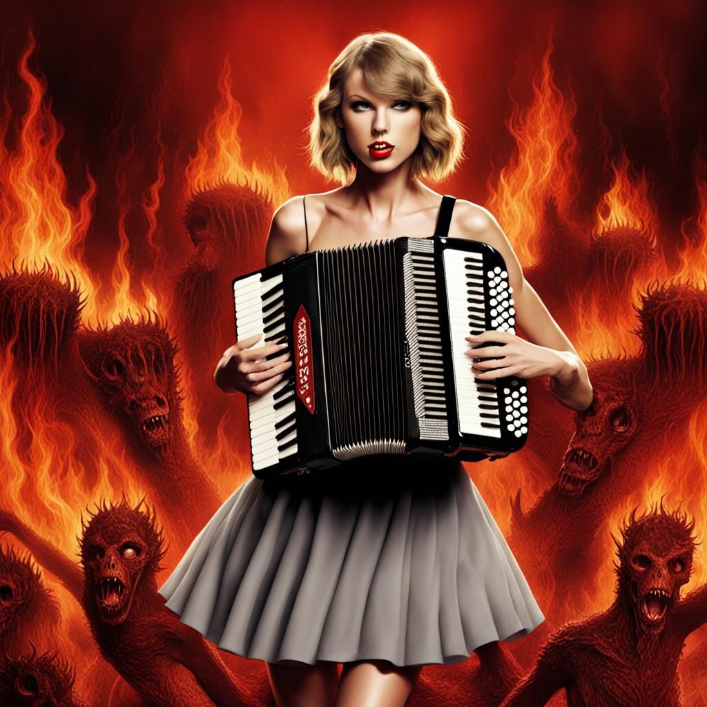 Celebrity Accordion Performance in Hellscape