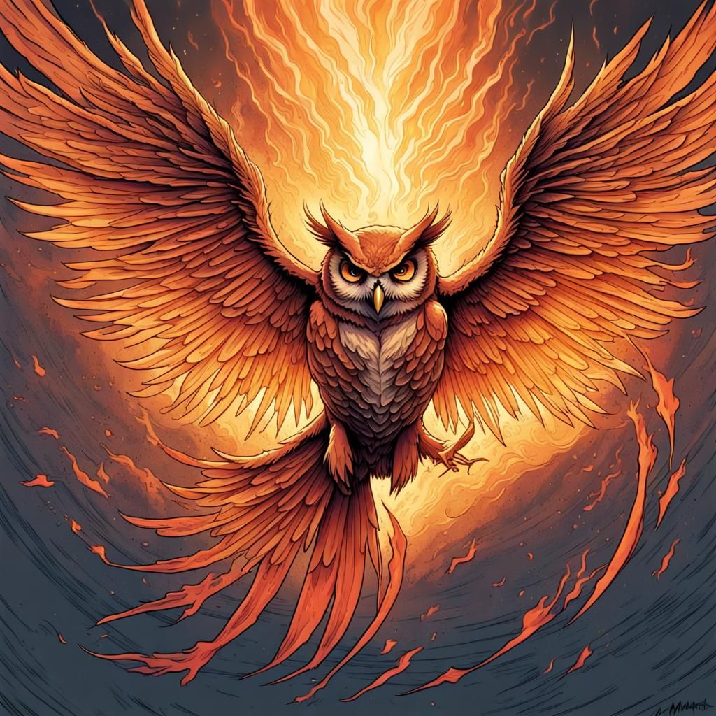Owl Metamorphosis into Phoenix: Comic Book Art