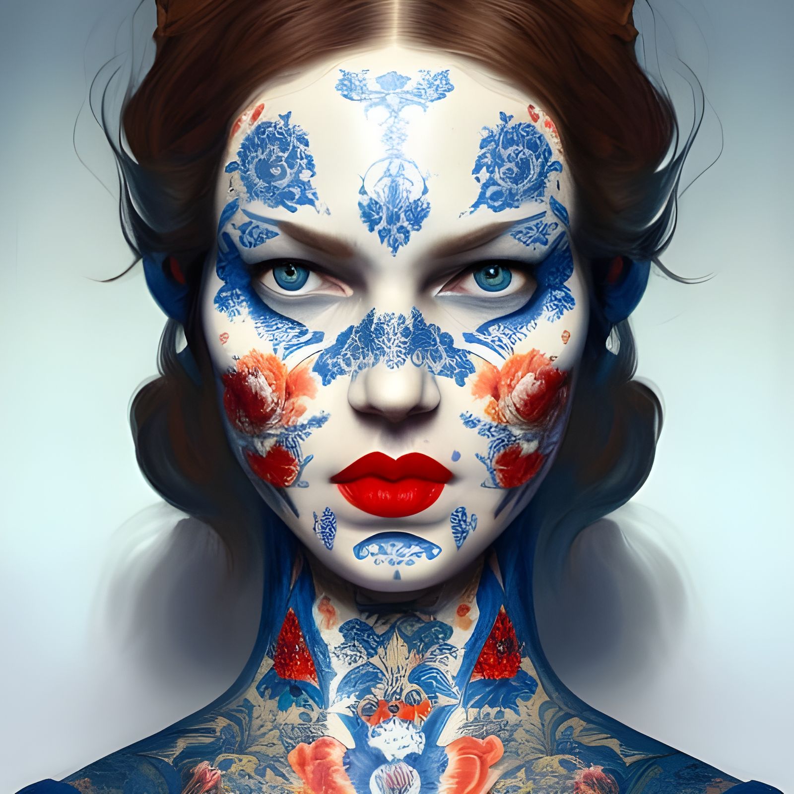 Girl with the Delft Blue tattoos V2