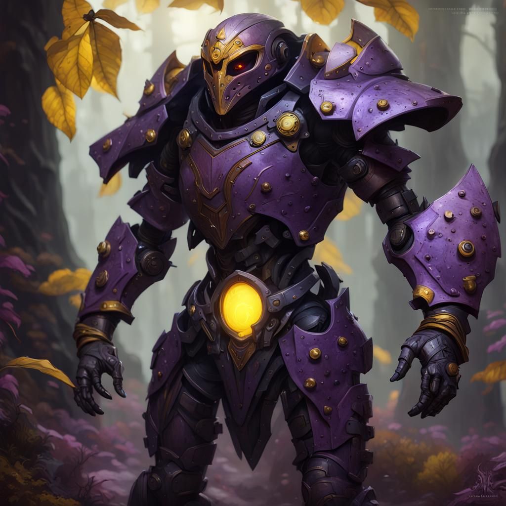 Fungus Assassin in Robotic Armor: Dark Fantasy Art