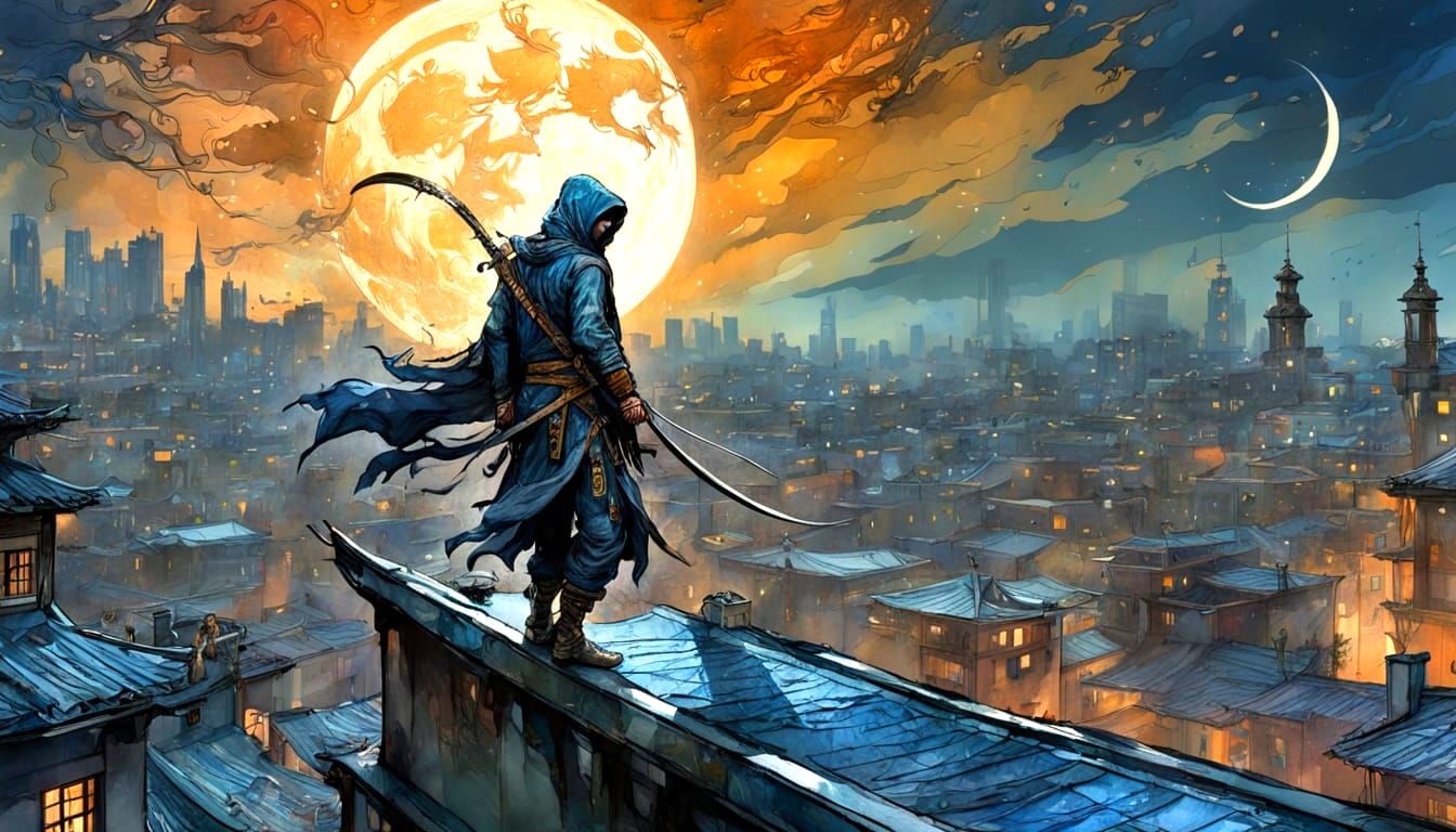 Ninja Infiltration: Watercolour Style