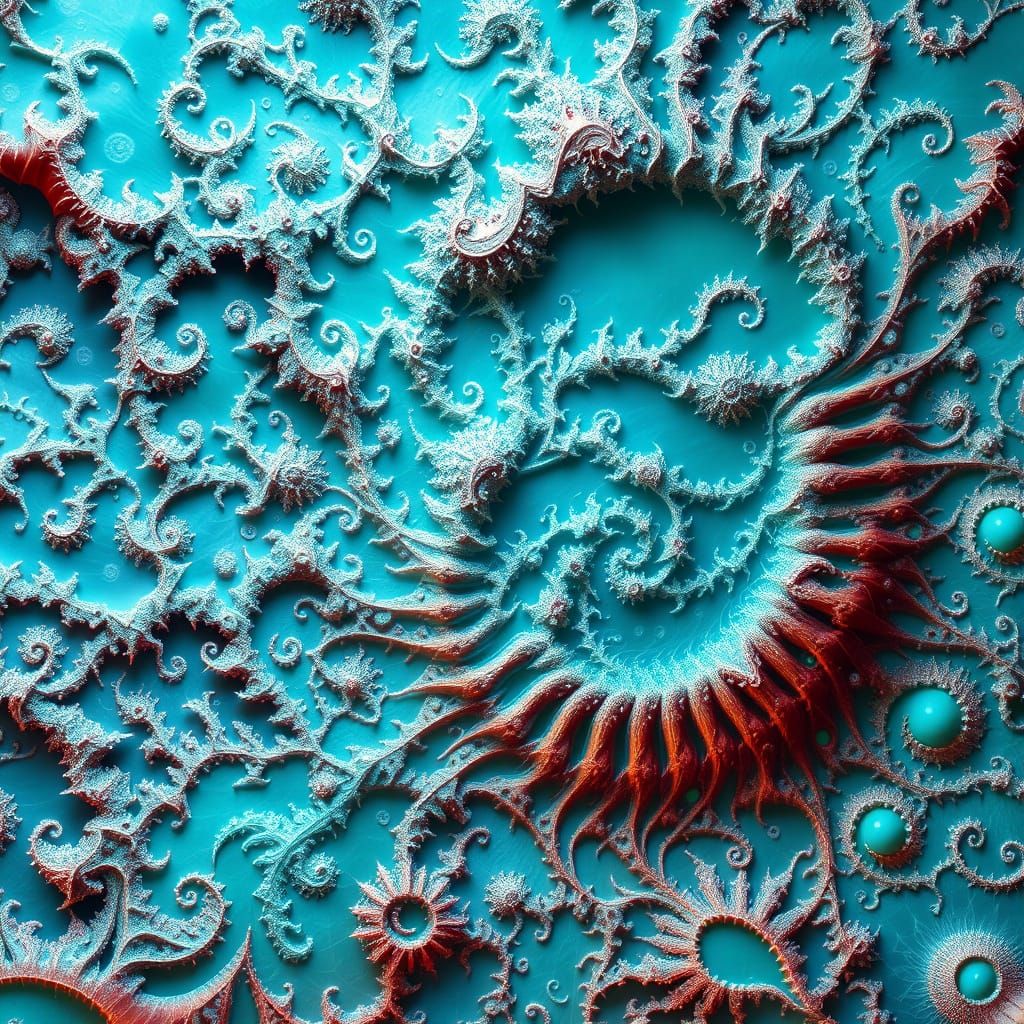 Aquamarine Mandelbrot Fractals: Nature and Math Merge