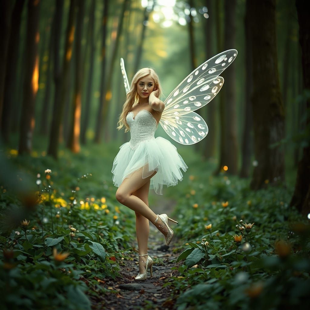 Ethereal Diamond Fairy Shines in Enchanted Forest
