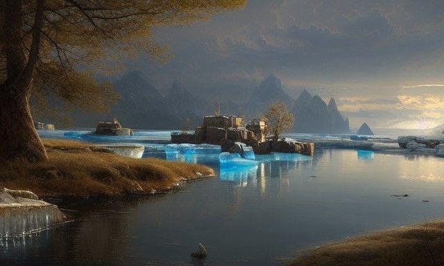 Icebergs on Tarn: A Hyperdetailed Matte Painting