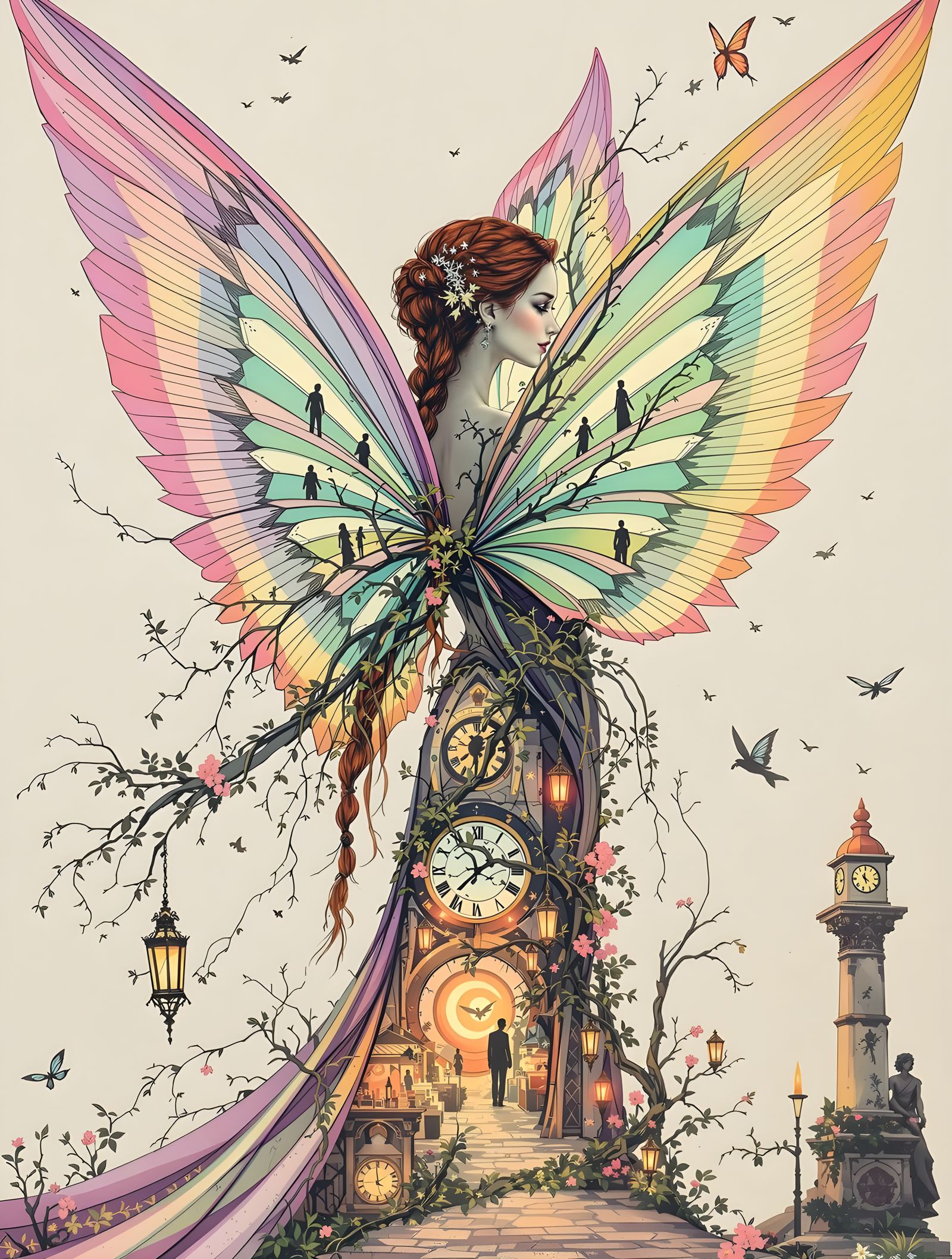 Ethereal Fairy Unfurls Iridescent Gondola Wings in Dreamlike...