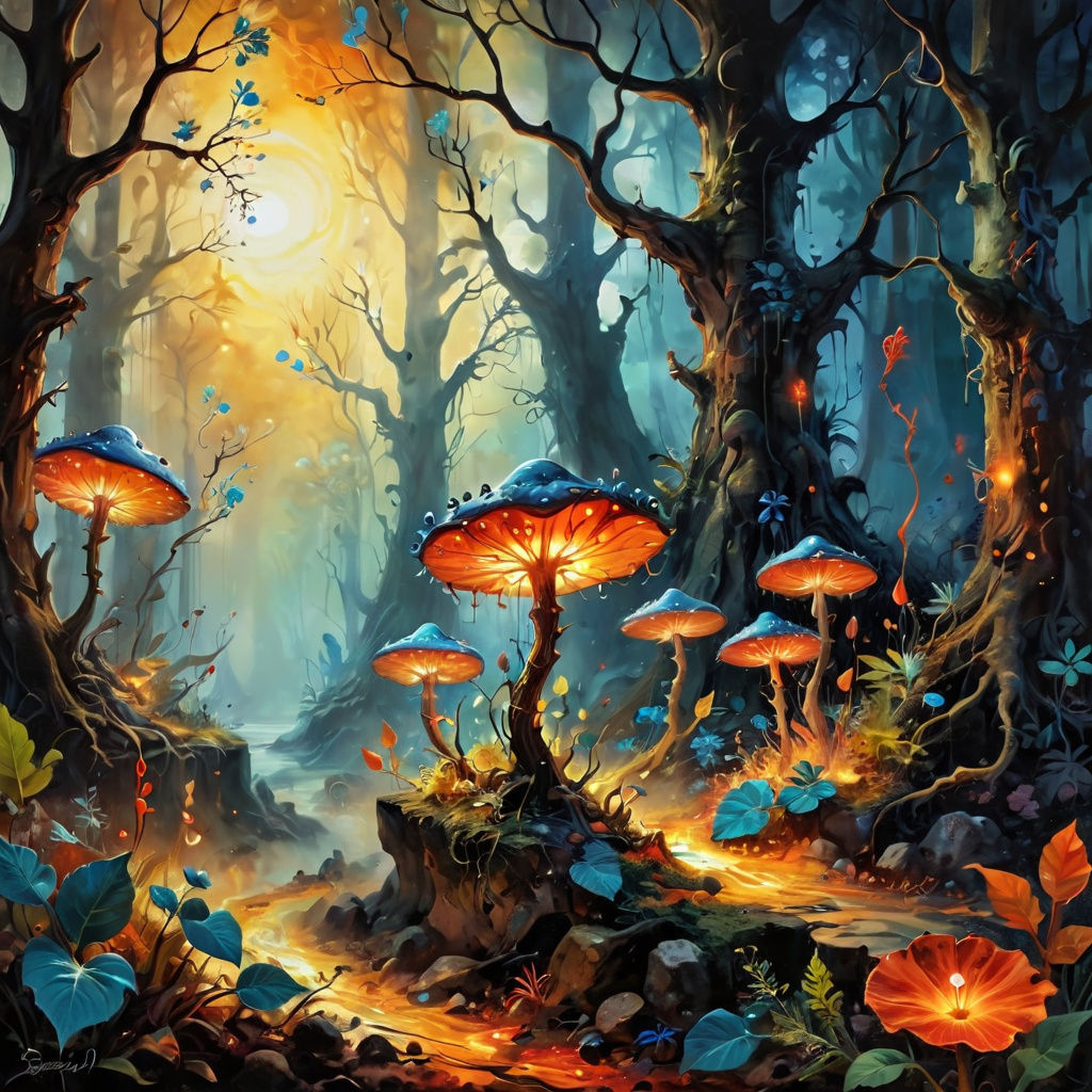 Vibrant Surreal Forest in Ethereal Colors