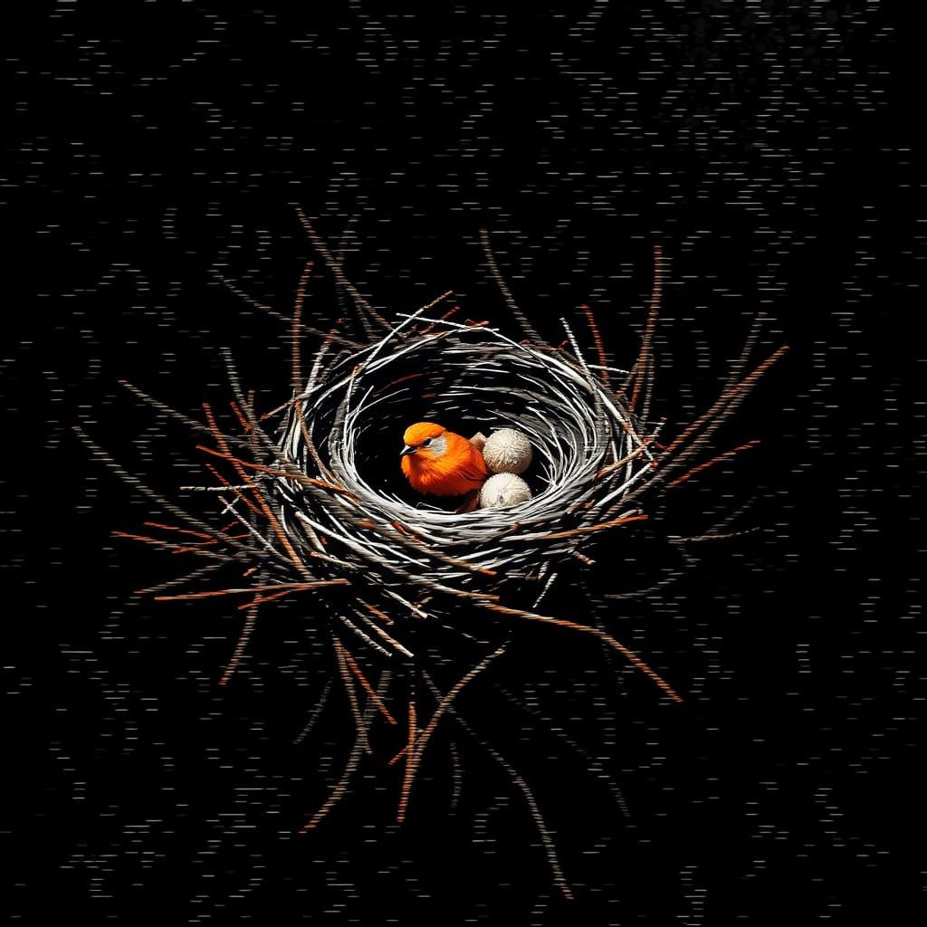 Bird's Nest in Distressed Digital Art