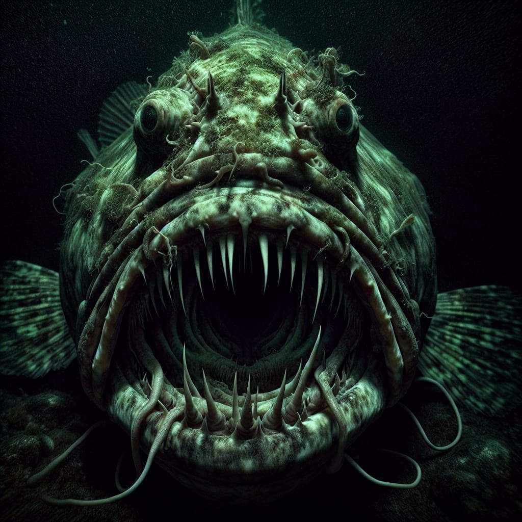 Nightmare Monkfish in the Deep Sea