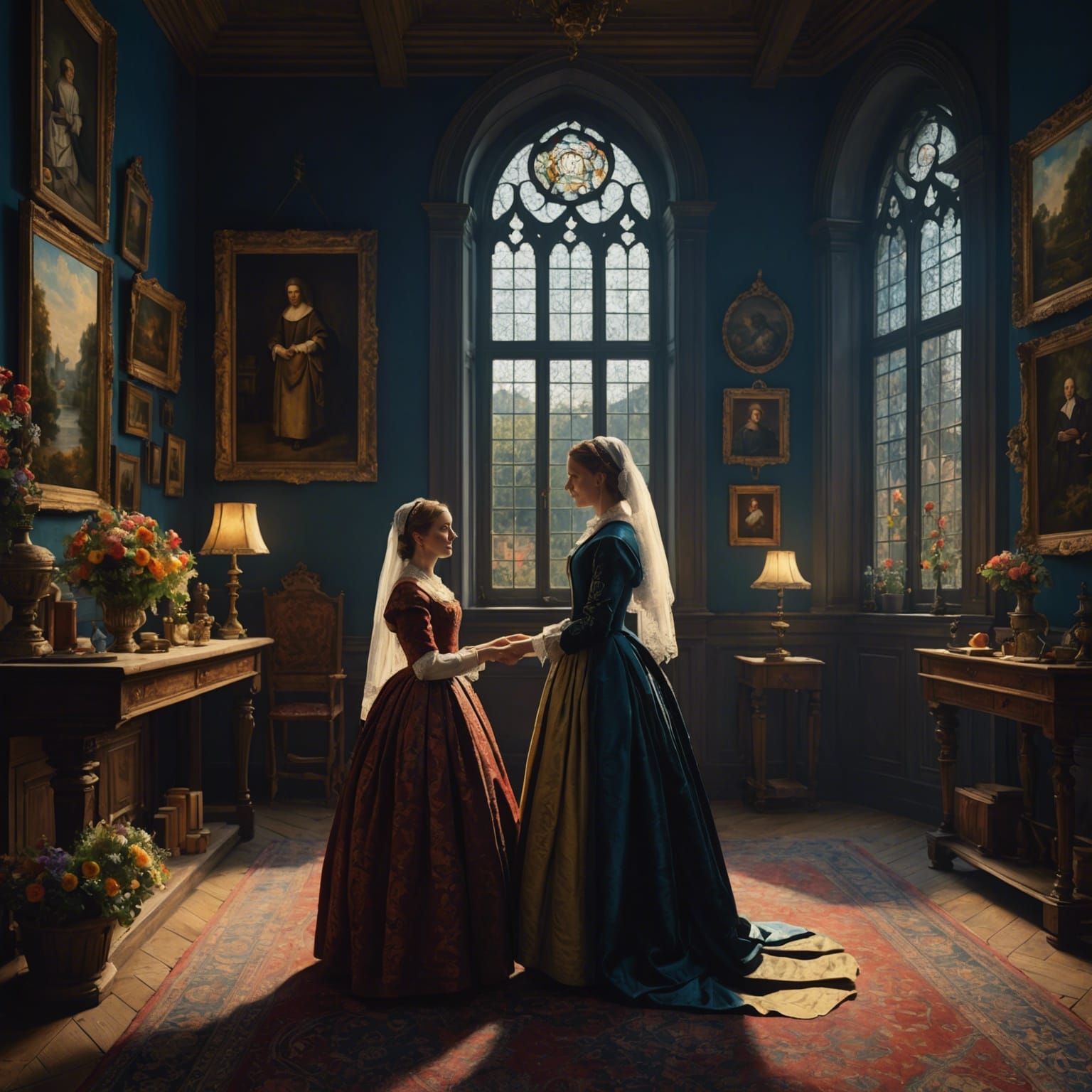 Wedding Celebration in Detailed Matte Painting Style