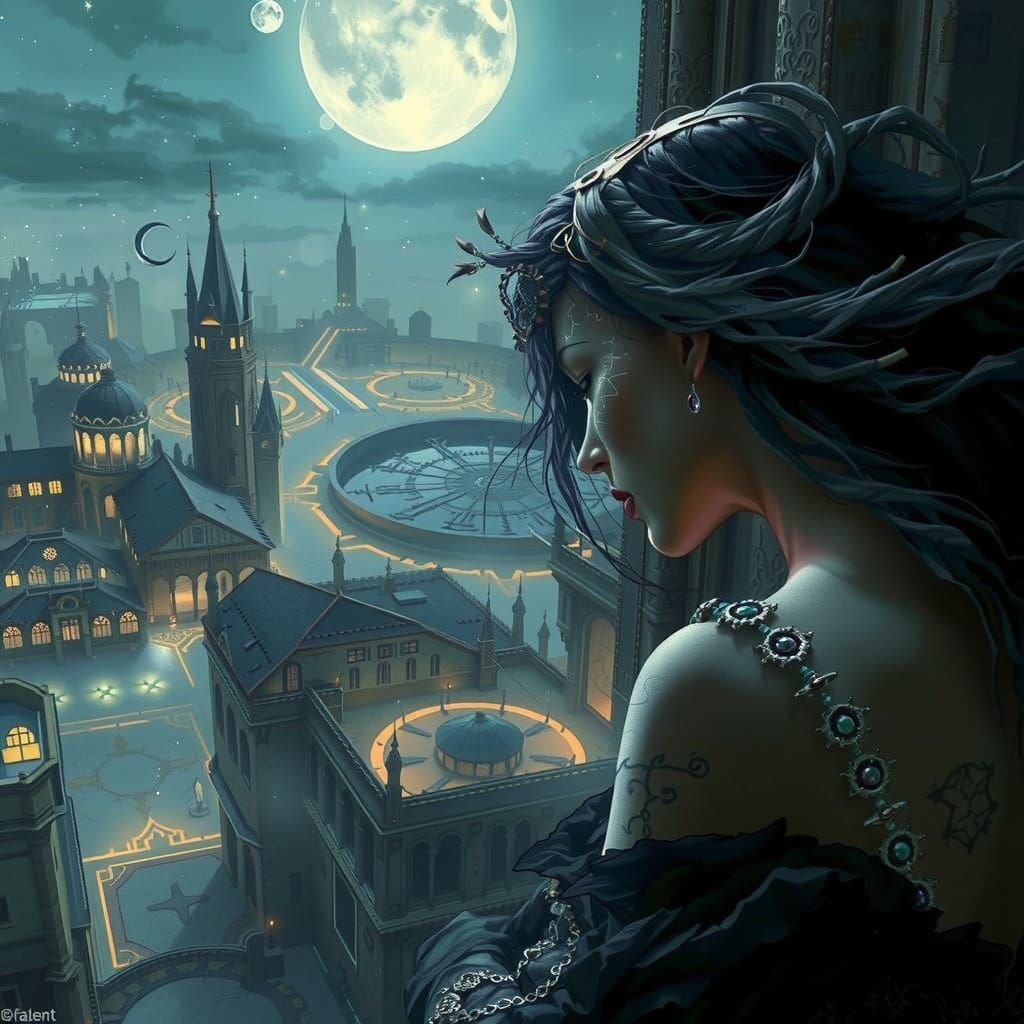 Fantasy Portrait With Shimmering Iridescent Elements