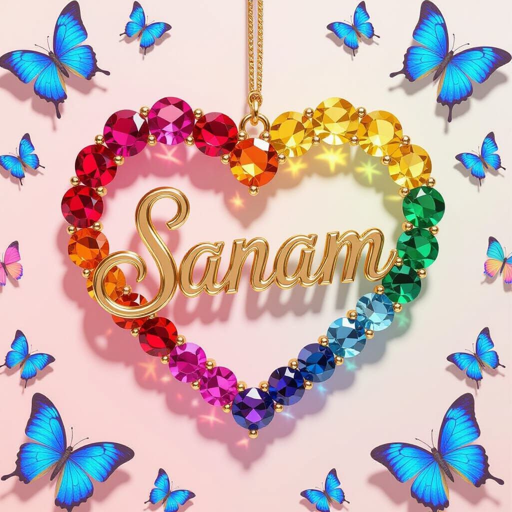 Rainbow Crystal Heart Art in a Detailed Style