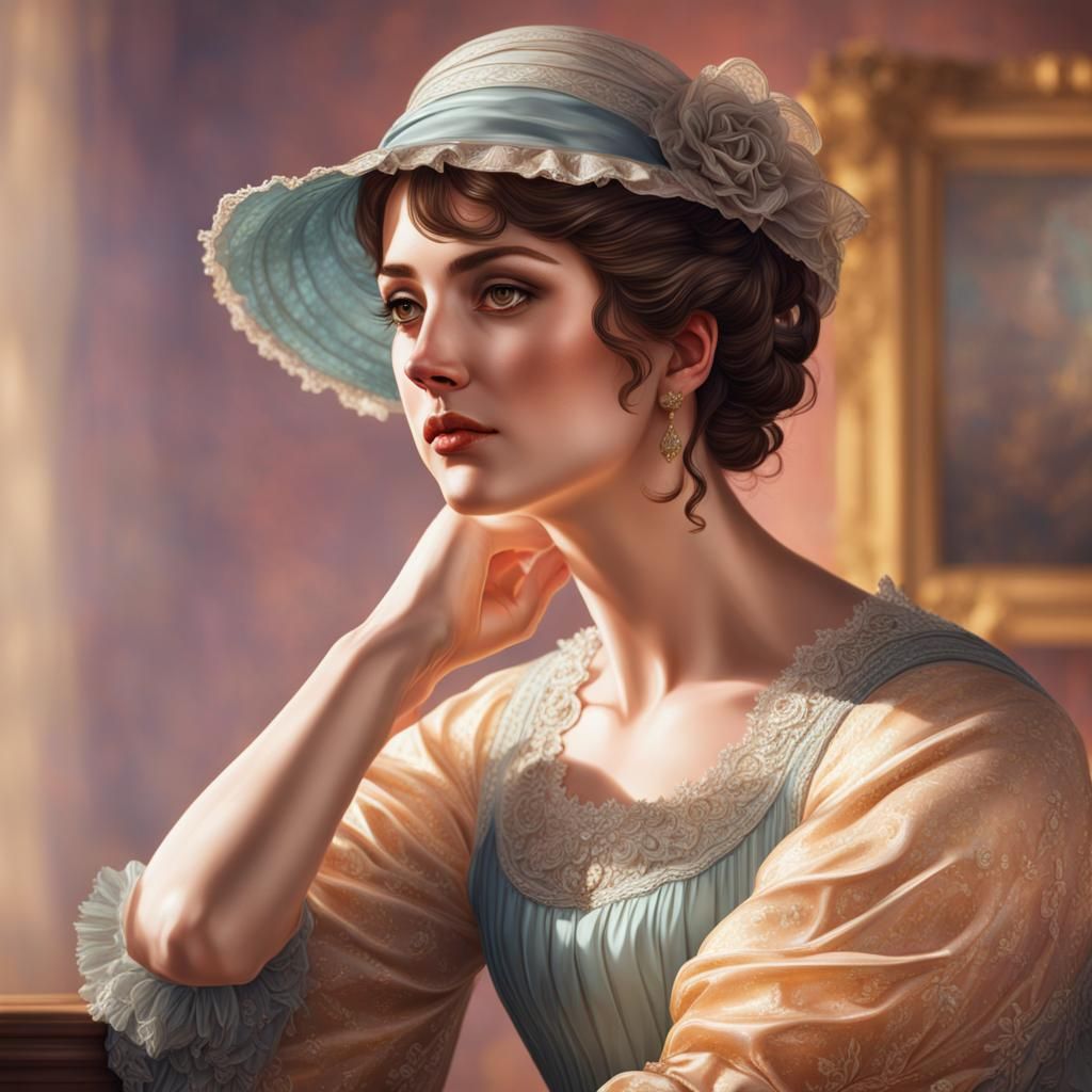 Regency Era Beauty in Hyperrealistic Splash Art