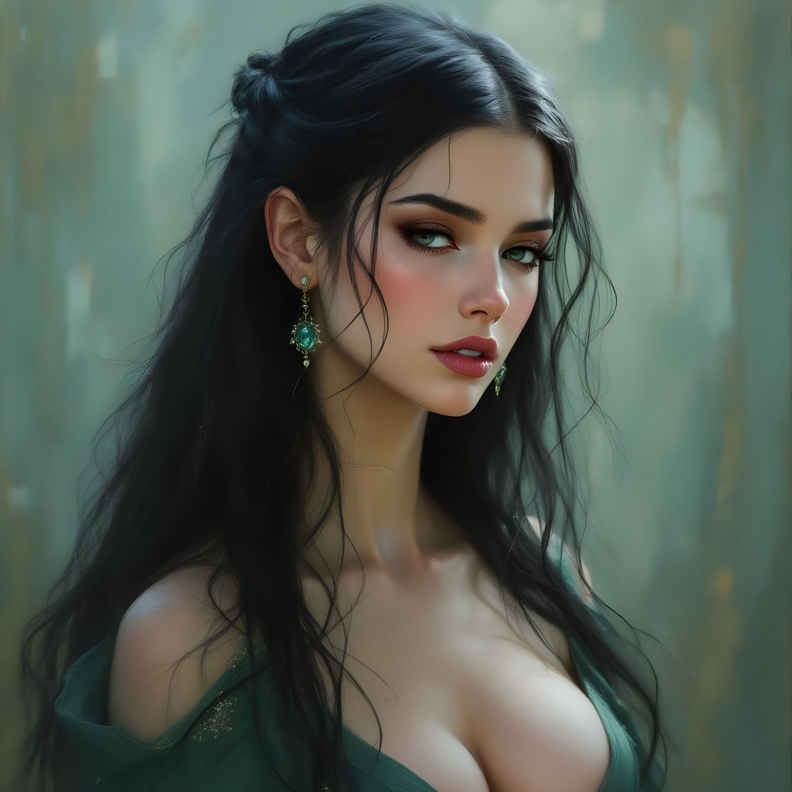 Norse Goddess Portrait in Ethereal Oil Painting Style