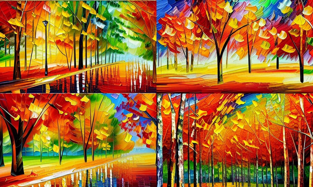 Autumn Trees in Expressionist Impasto Painting Style