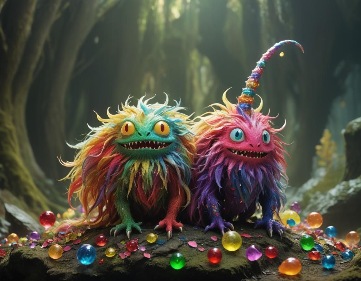 Chaotic Valentine's Wonderland with Colorful Monsters