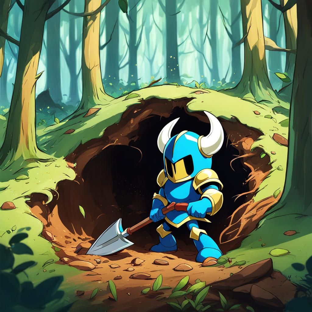 Shovel Knight Digging in Forest: Concept Art