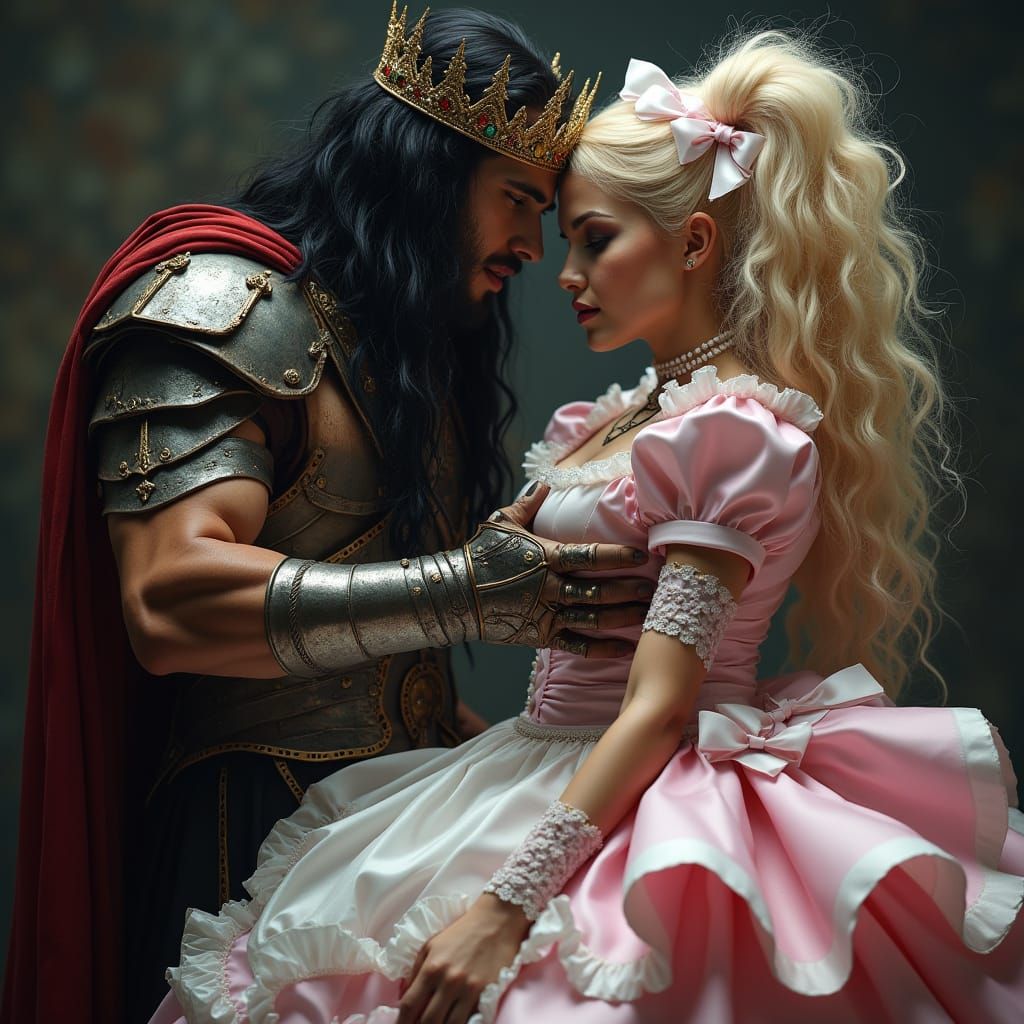 Strong Warrior King Captures Dainty French Maid in Hyperreal...