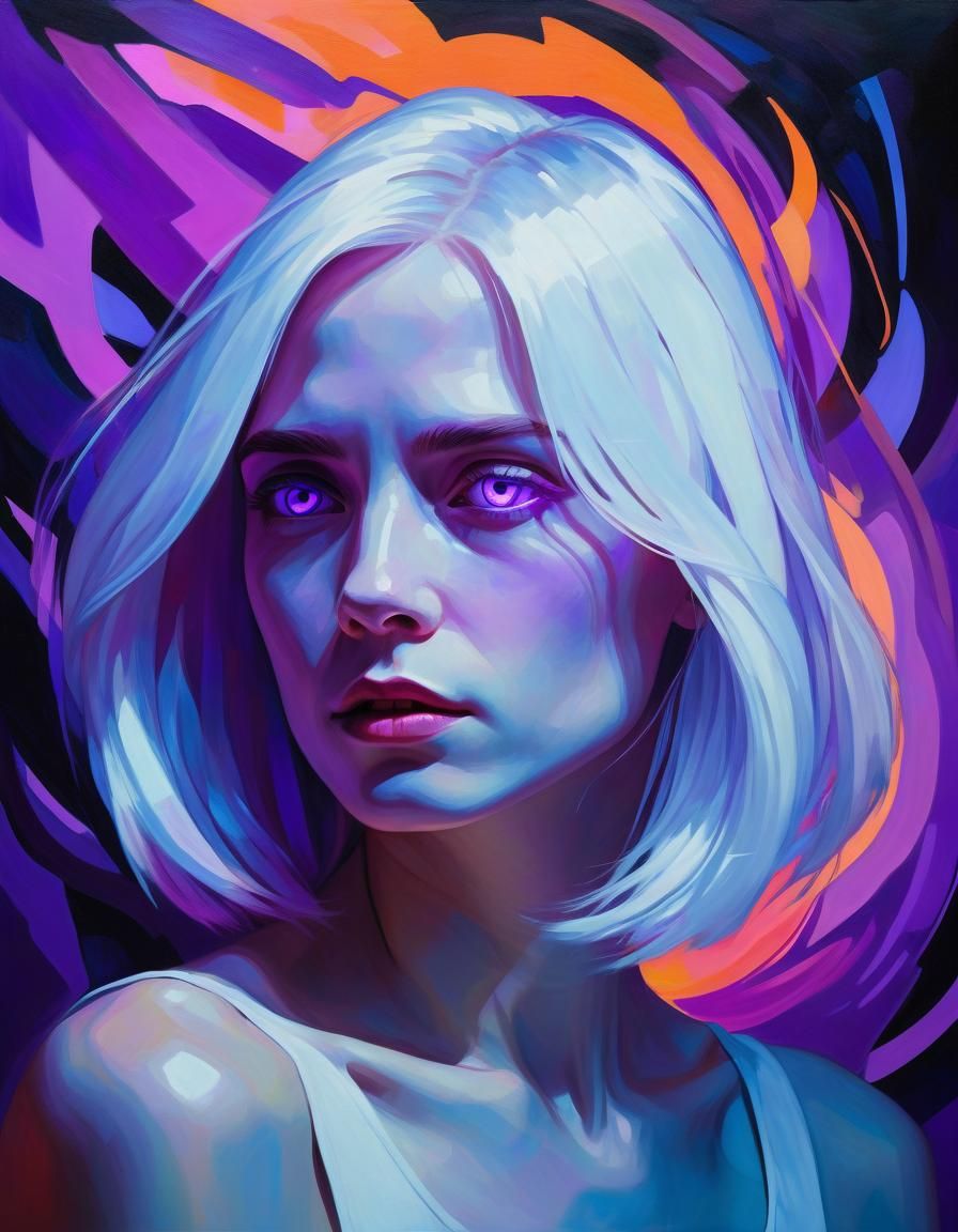 Neon Woman: A Digital Painting of Emotion