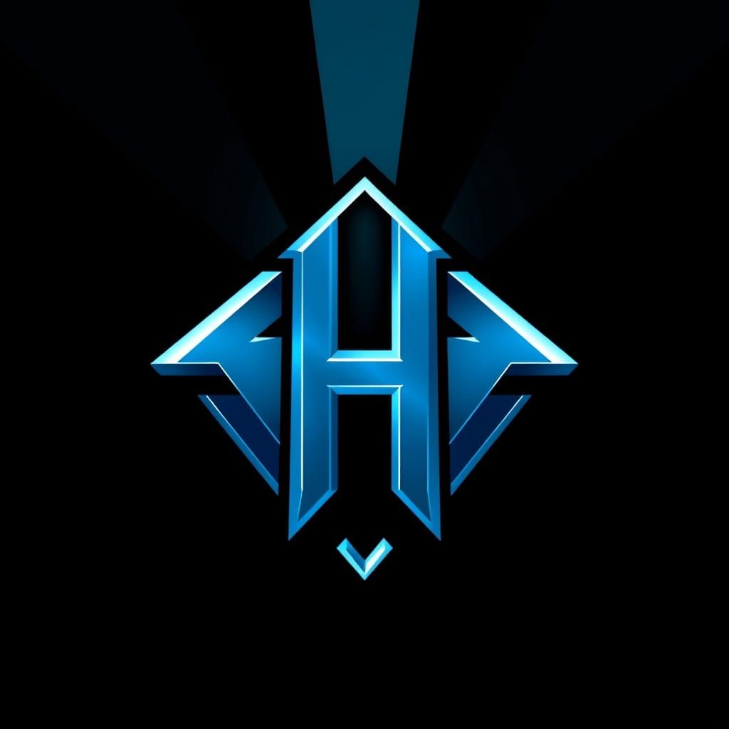 Bold Superhero Logo with Geometric H Design