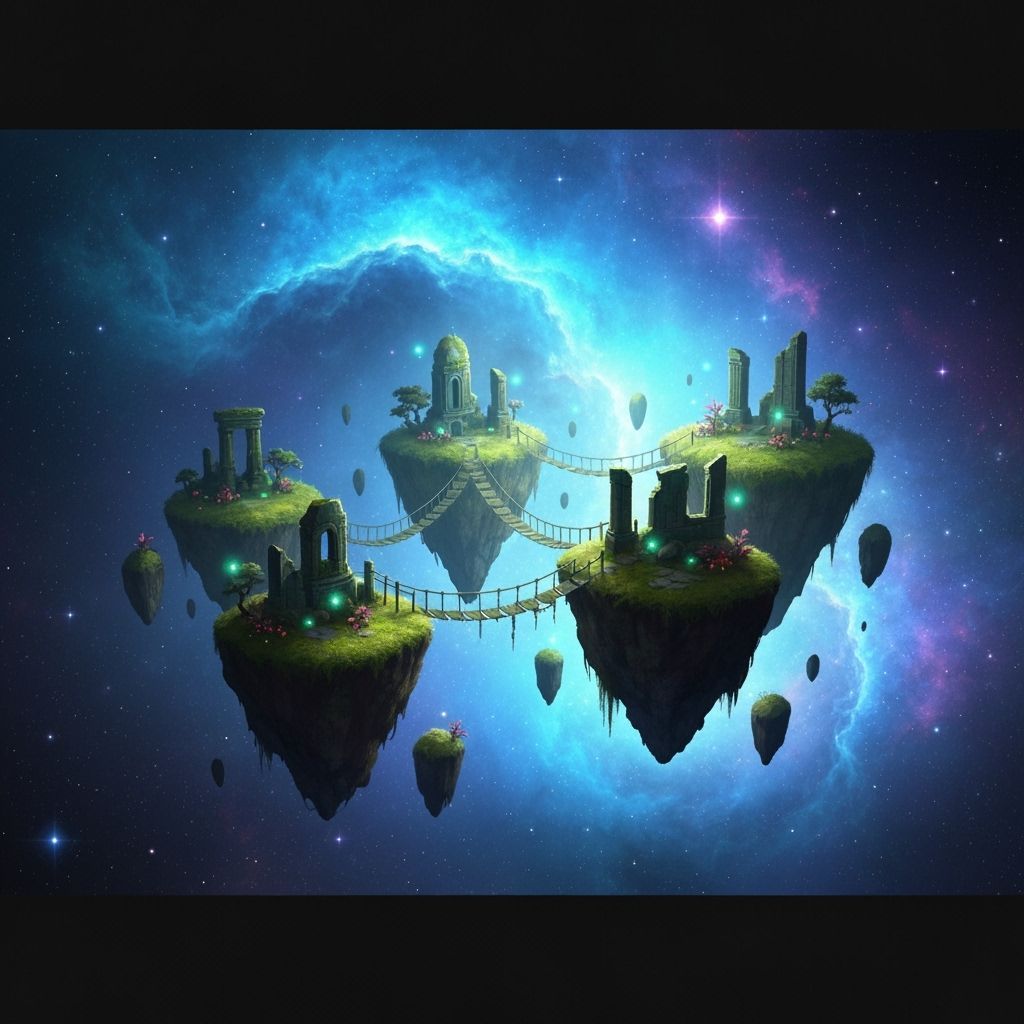 Floating Islands in Space Connected by Bridges