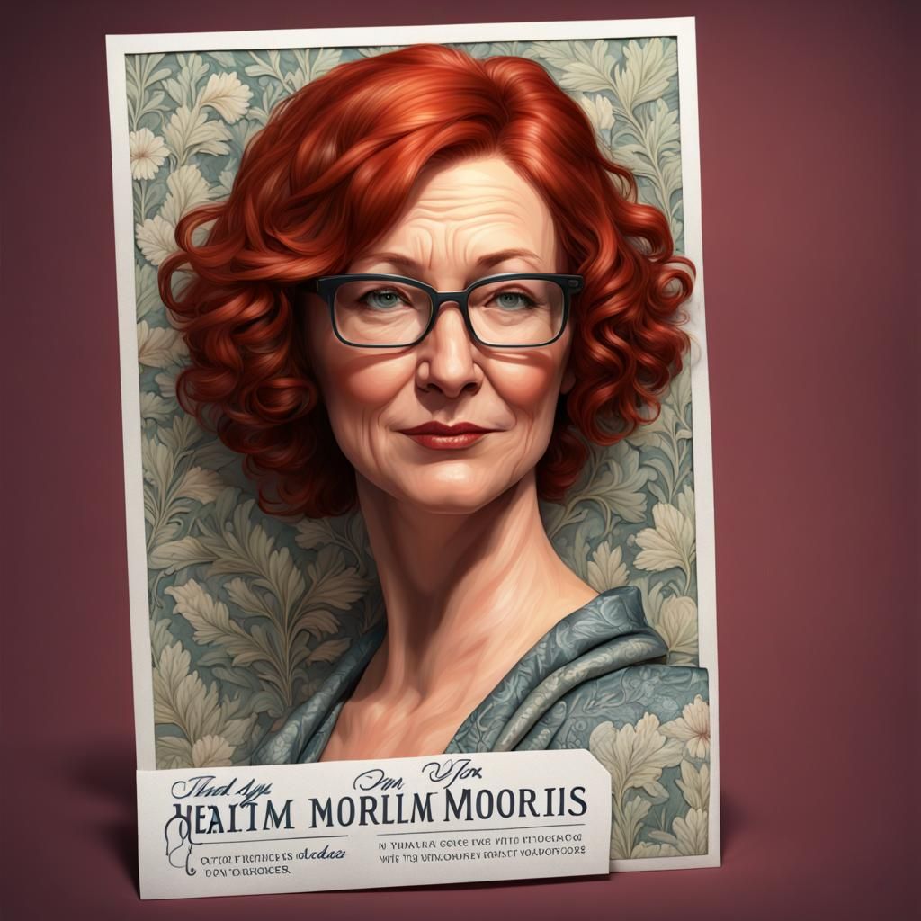 Thank You Card with William Morris Design, 3D Render