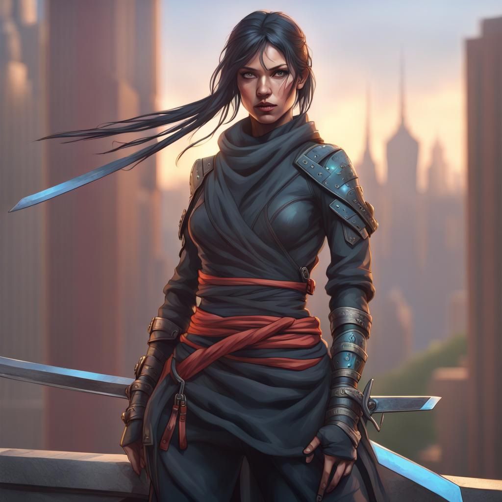 Ninja Portrait with Throwing Star, Detailed Concept Art