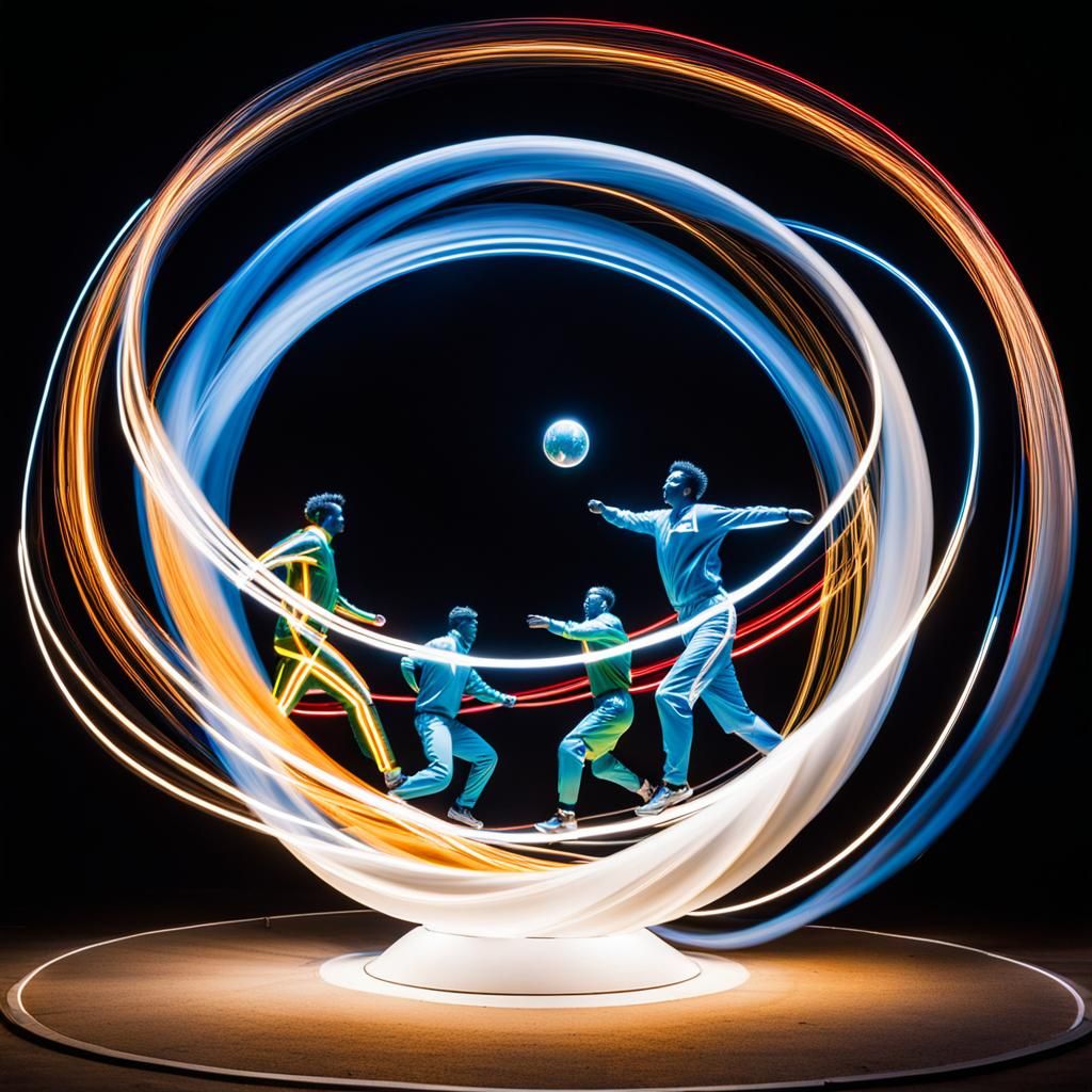 A globe surrounded by Olympic athletes