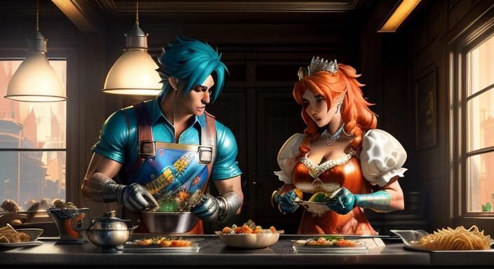 Bowser and Peach Cook Pasta, Concept Art