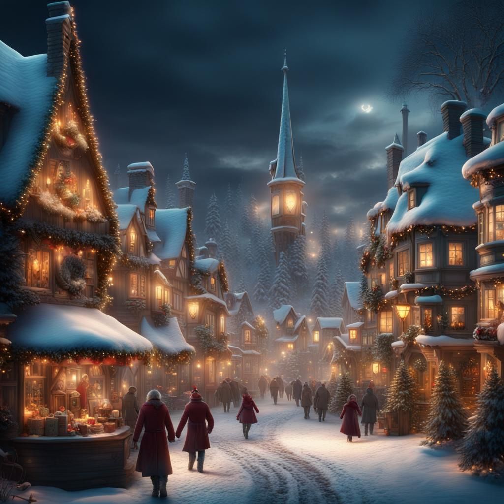 Christmas Village Wonderland: Digital Matte Painting