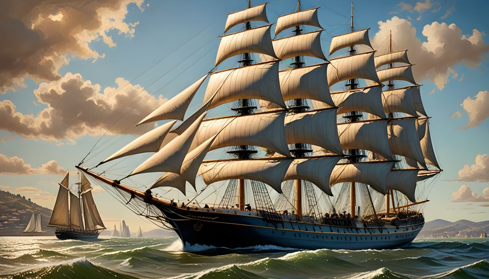 Majestic 4-Masted Clipper Ship Sails the Golden Age of San F...