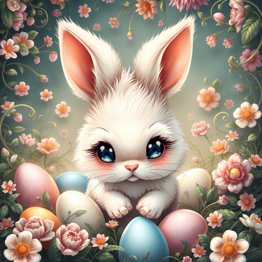 Whimsical Easter Bunny in Dreamlike 16k Resolution