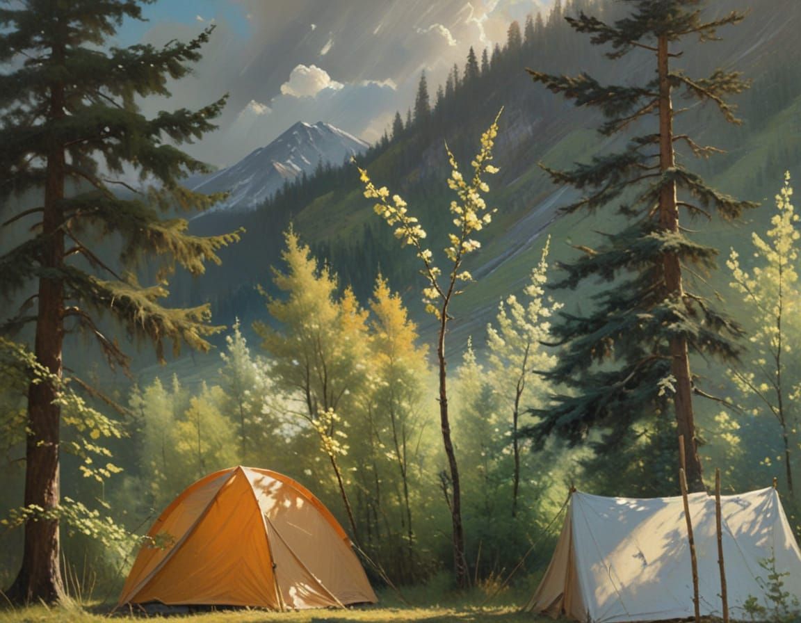 Serene Morning Landscape in Expressive Oil Paint